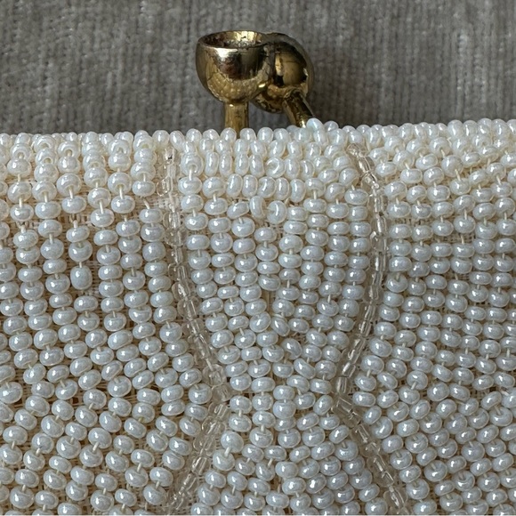 Vintage Satin Lined Seed Bead Evening Bag Clutch Purse AS IS - Picture 3 of 9